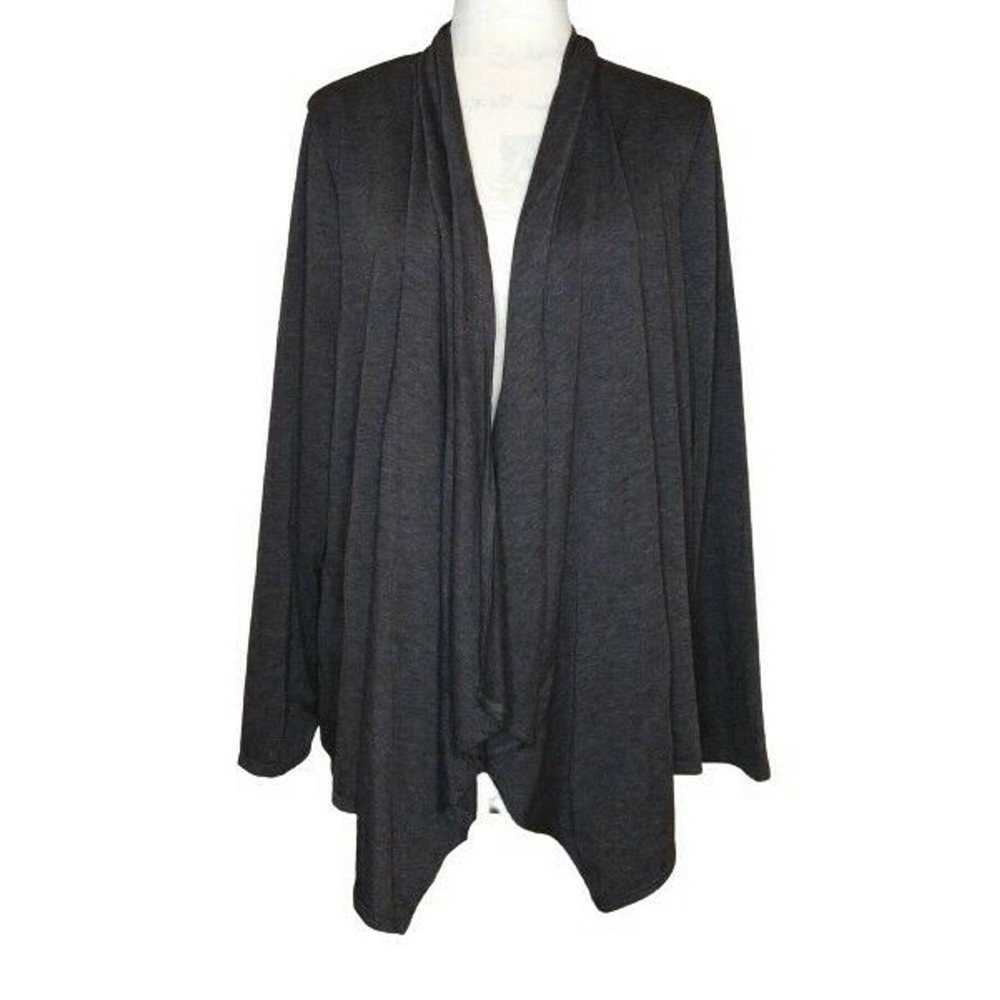 Lone + Lux Gray Waterfall Open Front Cardigan XL